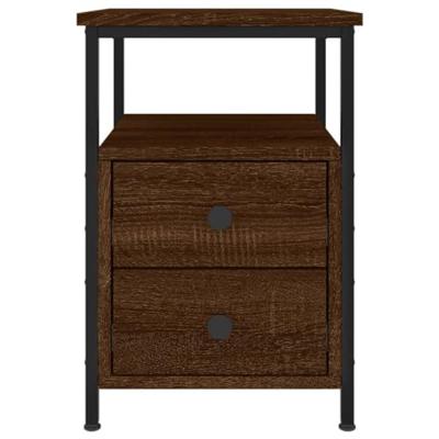 Nachtkastjes 2 st 34x35,5x50 cm bewerkt hout bruin eikenkleur