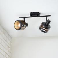 Brilliant 2-lichts plafondlampTyas zwart met goud - 99942/86 - thumbnail