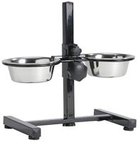 Standaard met 2 rvs 16 cm hondenvoerbakken zwart - thumbnail