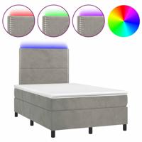 Boxspring met matras en LED fluweel lichtgrijs 120x200 cm - thumbnail