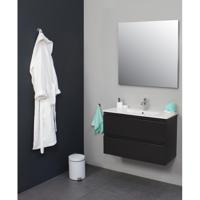 On-Line Badkamermeubelset - 80 cm - Voorgemonteerd - Porseleinen Wastafel - 1 Kraangat - Spiegel - Mat Antraciet - thumbnail