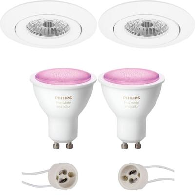 Philips Hue LED Spot Set GU10 - Kantelbaar Rond Ø82mm - Mat Wit