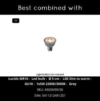 Lucide TUBE - Inbouwspot - 1xGU10 - Mat chroom - thumbnail