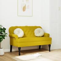 Bankje met rugleuning 119,5x64,5x75 cm fluweel geel - thumbnail