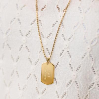Ketting dog tag hanger met tekst - Goud