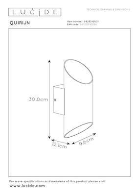 Lucide QUIRIJN - Wandlamp - Ø 10 cm - 1xG9 - Wit