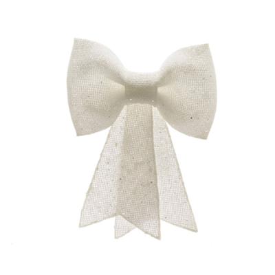 2 stuks! Strik plastic glitter hang l32 en b31 cm wit Kerst Decoris - Decoris