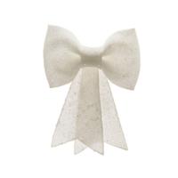 2 stuks! Strik plastic glitter hang l32 en b31 cm wit Kerst Decoris - Decoris - thumbnail