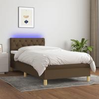 Boxspring met matras en LED stof donkerbruin 80x200 cm - thumbnail
