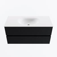 MONDIAZ VICA 100cm badmeubel onderkast Urban 2 lades. Wastafel MOON midden zonder kraangat, kleur Talc. - thumbnail