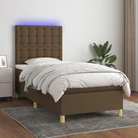 Boxspring met matras en LED stof donkerbruin 80x200 cm - thumbnail