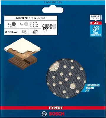 Bosch Accessoires expert m480 schuurnetset 150 mm 7-delig - 1 stuk(s) - 2608901203