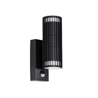 QAZQA Buiten wandlamp zwart met bewegingssensor 2-lichts - Boris