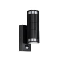 QAZQA Buiten wandlamp zwart met bewegingssensor 2-lichts - Boris - thumbnail