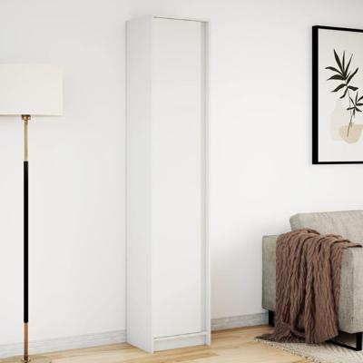 Hoge kast met LED 41,5x32,5x200 cm bewerkt hout wit