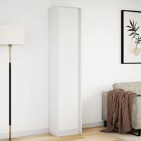 Hoge kast met LED 41,5x32,5x200 cm bewerkt hout wit - thumbnail