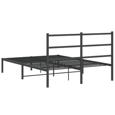 Bedframe met hoofdbord metaal zwart 140x190 cm