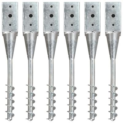 Grondpinnen 6 st 7x7x56 cm gegalvaniseerd staal zilverkleurig