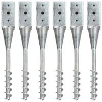 Grondpinnen 6 st 7x7x56 cm gegalvaniseerd staal zilverkleurig - thumbnail