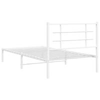 Bedframe met hoofdbord metaal wit 107x203 cm - thumbnail
