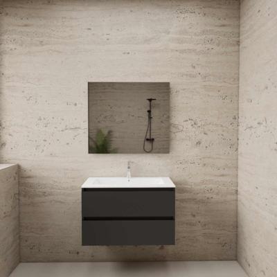 Badmeubel Boss & Wessing Paris 80 cm Mat Wit Wastafel Compleet Hoogglans Antraciet Boss & Wessing