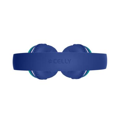 Celly, Hoofdtelefoon met kabel voor kinderen, geïntegreerde microfoon, verstelbare hoofdband, compatibel met AUX-apparaten, jack 3,5 mm, kleur lichtblauw