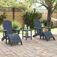 Tuinstoel 3 pcs Marineblauw Polyetheen - thumbnail