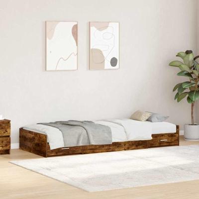 Opbergbedframe met hoofdeinde Gerookt eiken 80 x 200 cm Bewerkt hout