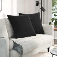 Sofa Kussens 2 pcs Zwart 80 x 80 cm Katoen Stof - thumbnail