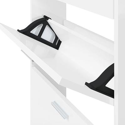 Schoenenkast 59x17x108 cm bewerkt hout hoogglans wit