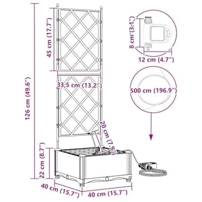 Tuin Bloempot Zwart 40 x 40 x 126 cm Staal