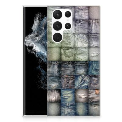 Silicone Back Cover Samsung Galaxy S22 Ultra Spijkerbroeken Silicone Back Cover Samsung Galaxy S22 Ultra Spijkerbroeken