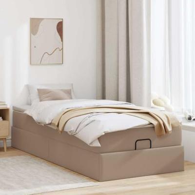 Ottoman bed met matras 90x190cm kunstleer cappuccinokleurig
