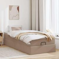 Ottoman bed met matras 90x190cm kunstleer cappuccinokleurig - thumbnail