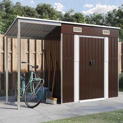 Tuinschuur met verlengd dak 277x107x181 cm staal bruin