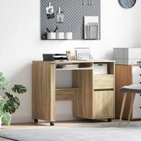 Bureau met Wielen Sonoma eiken 91 x 50 x 77 cm Bewerkt hout - thumbnail