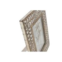 Fotolijsten Home ESPRIT Wit Natuurlijk Kristal Mangohout Bloem Indiaas 26,5 x 2 x 31,5 cm - thumbnail