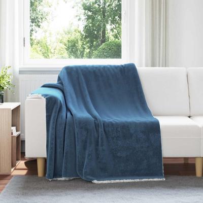 VidaXL Gooi deken marineblauw 150 x 200 cm fleece