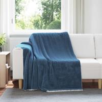 VidaXL Gooi deken marineblauw 150 x 200 cm fleece - thumbnail