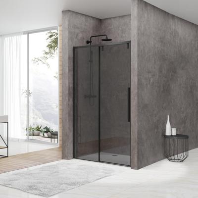 Nisdeur Van Rijn ST06 Schuifdeur Met Vaste Wand Rookglas 120x200 cm 8 mm Soft Close Zwart van Rijn