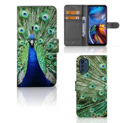 Motorola Moto E32 | Moto E32s | Telefoonhoesje | Met pasjeshouder | Pauw