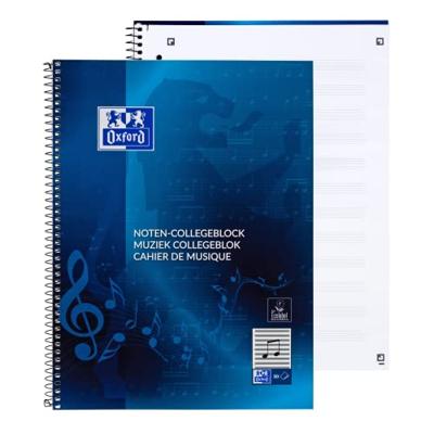Collegeblok Oxford A4+ muziek 4-gaats 100 pagina's 80gr blauw | 10 stuks