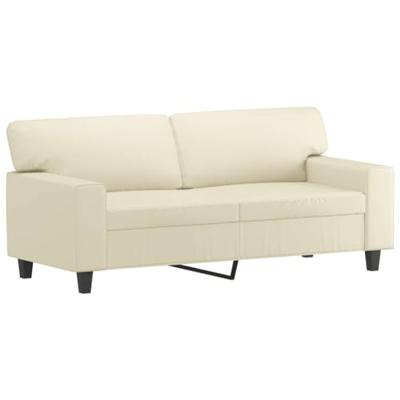 Tweezitsbank met sierkussens 140 cm kunstleer crèmekleurig