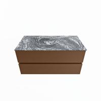 MONDIAZ VICA-DLUX 100cm badmeubel onderkast Rust 2 lades. Inbouw wastafel CLOUD links zonder kraangat, kleur Lava. - thumbnail