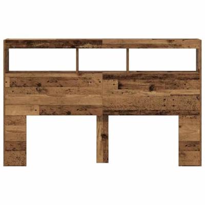 Hoofdbordkast met LED 160x17x102 cm oud hout