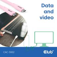club3D USB-C-kabel USB-C stekker 2.00 m Pink CAC-3002 - thumbnail