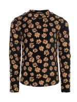 LOOXS Little winter velvet top meisjes - zwart - bloem - thumbnail