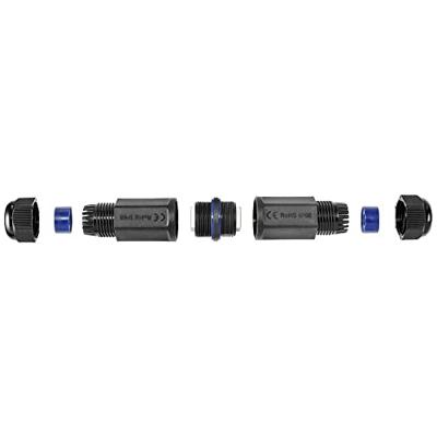 Renkforce RJ45 Netwerk Adapter CAT 6A [1x RJ45-bus - 1x RJ45-bus] Zwart Waterdicht, UV-bestendig, Vergulde steekcontacten
