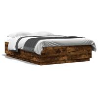 Bedframe met LED-verlichting gerookt eikenkleurig 150x200 cm - thumbnail
