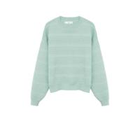 Mango fijngebreide trui met textuur licht turquoise - thumbnail